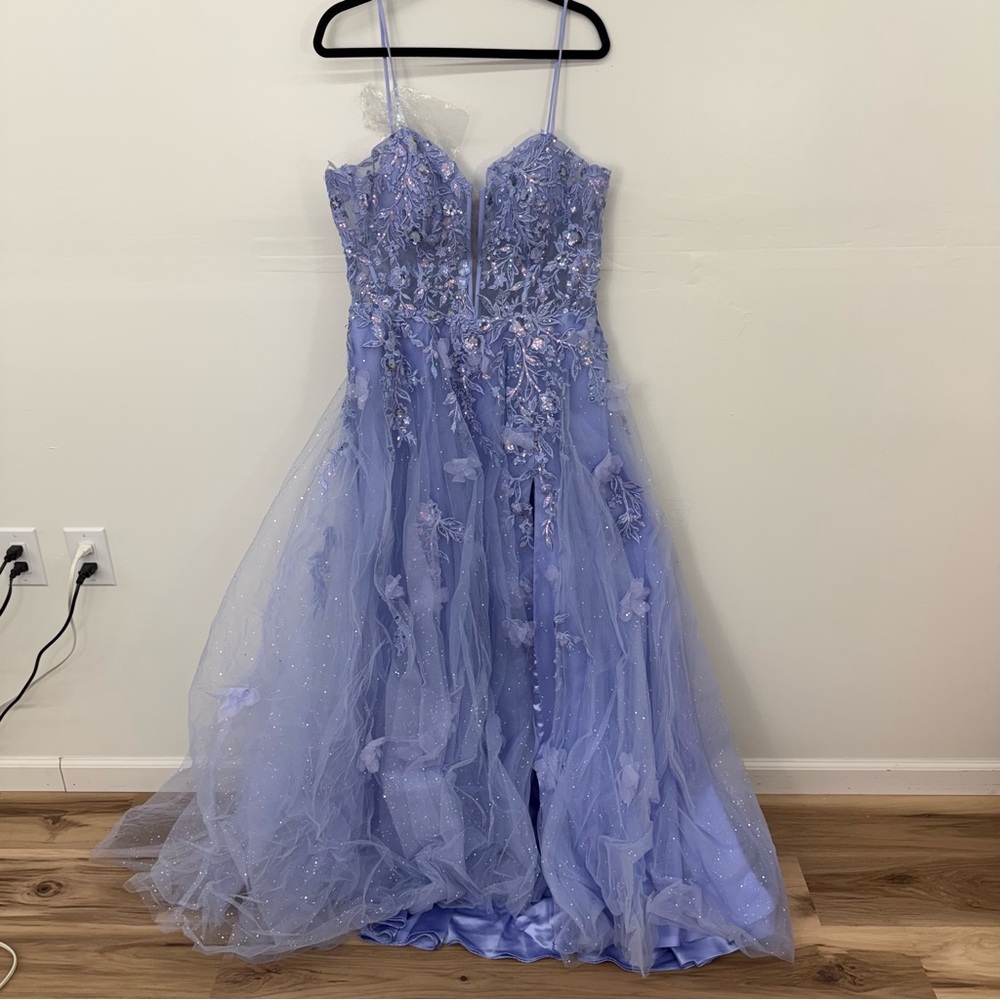 2 Cute Lilac Dress with Beaded Floral Lace Accents
